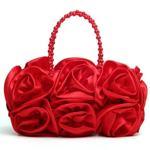 Fashionable BeadedRose Flower Dinner Bag