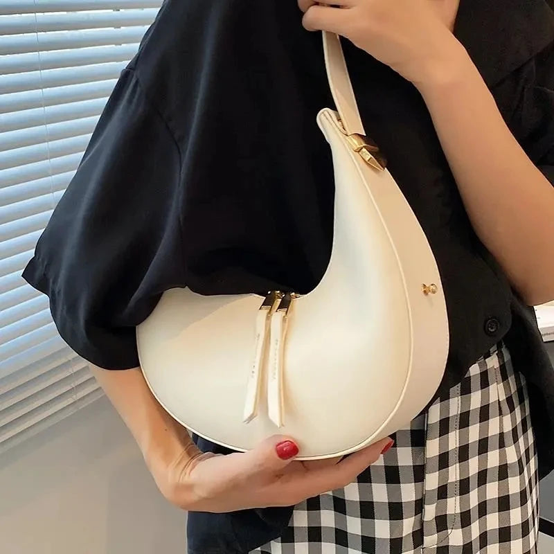 Luxury Half-moon Underarm Bag for Women PU Leather Shoulder Bag Autumn Winter Crossbody Bag Fashion Armpit Handbag and Purse