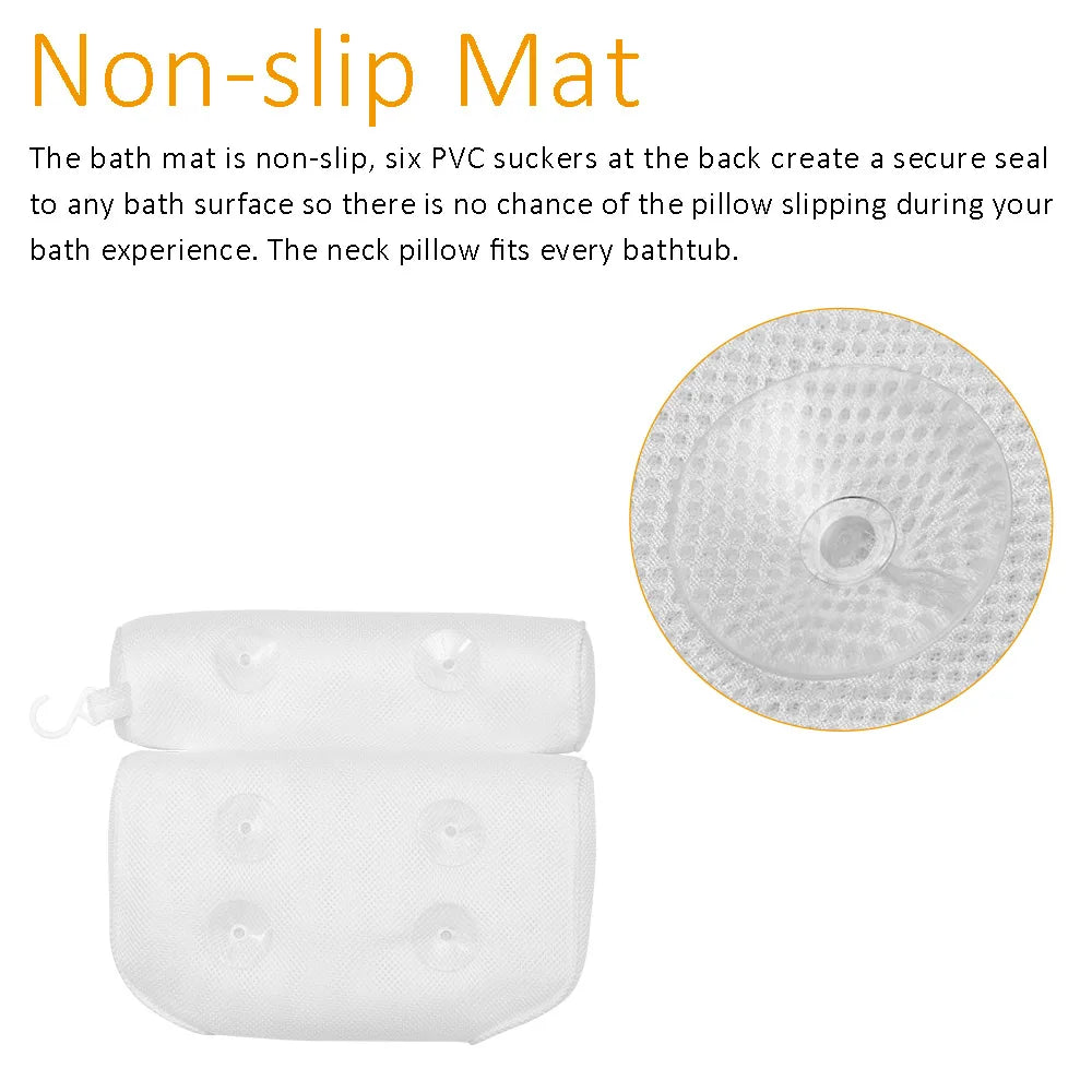 3D Spa Bath Pillow with Suction Cups Neck and Back Support Spa Pillow