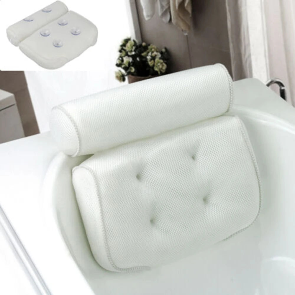 3D Spa Bath Pillow with Suction Cups Neck and Back Support Spa Pillow