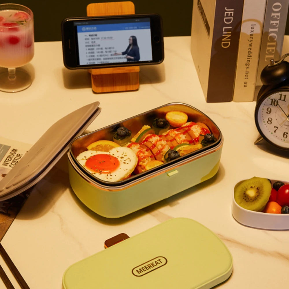 Office Thermal Lunch Boxes, Portable Electric Lunch Boxes, Water Free Heating Bento Box Stainless Steel Food Warmer