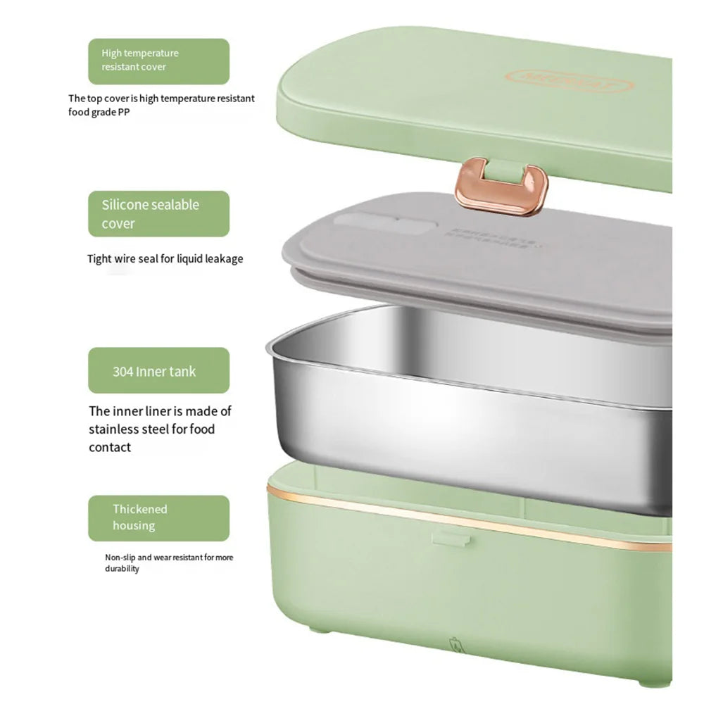 Office Thermal Lunch Boxes, Portable Electric Lunch Boxes, Water Free Heating Bento Box Stainless Steel Food Warmer