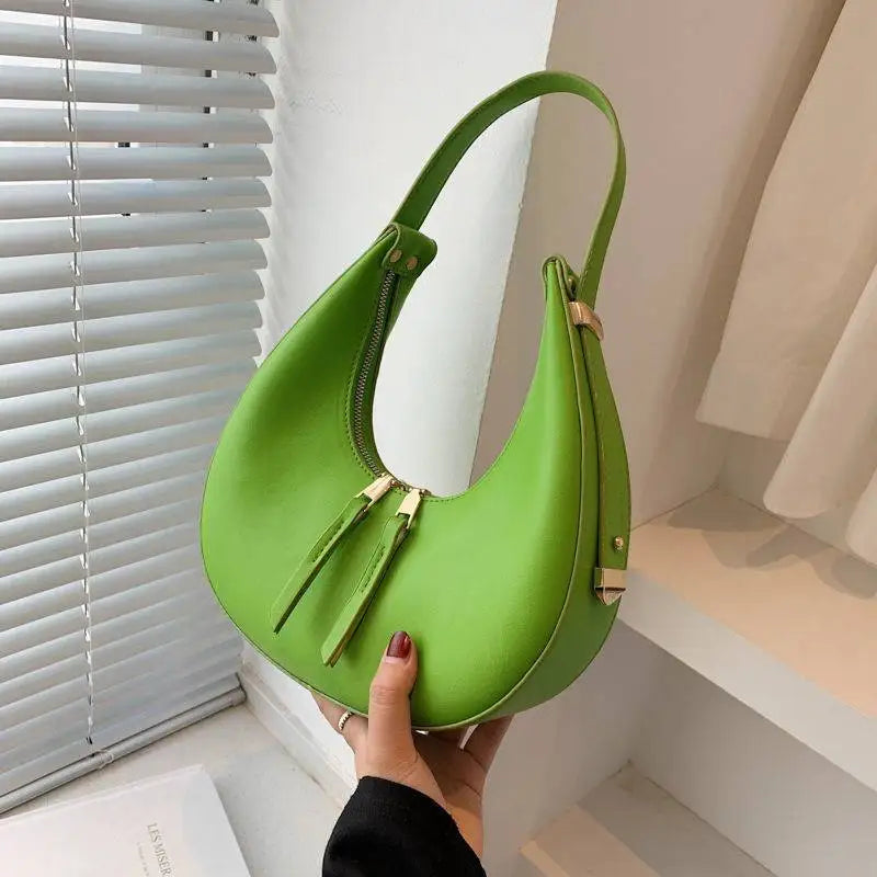 Luxury Half-moon Underarm Bag for Women PU Leather Shoulder Bag Autumn Winter Crossbody Bag Fashion Armpit Handbag and Purse