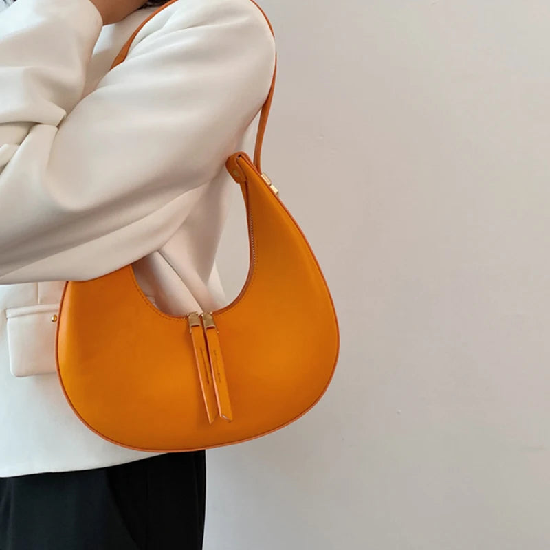 Luxury Half-moon Underarm Bag for Women PU Leather Shoulder Bag Autumn Winter Crossbody Bag Fashion Armpit Handbag and Purse